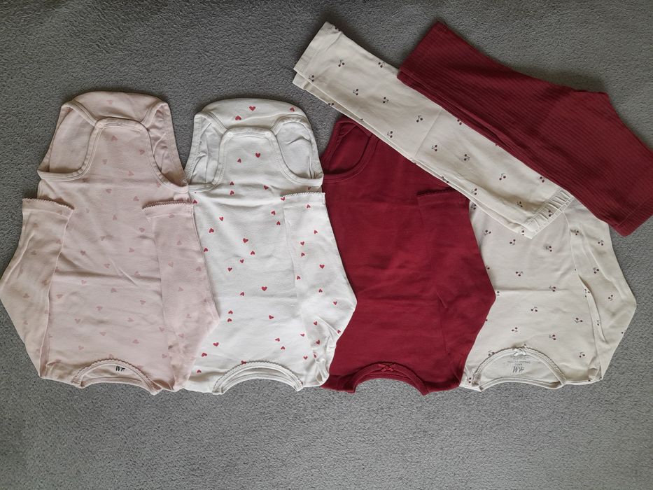 Zestaw 86 H&M 7 szt. dziewczęcy, body, legginsy, sukienka