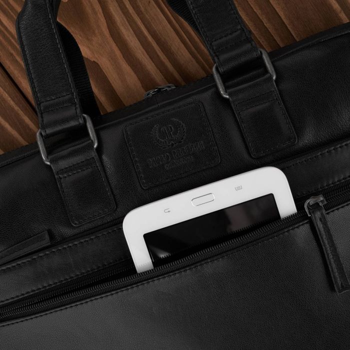 torba męska na laptopa na ramię i do ręki skórzana czarna