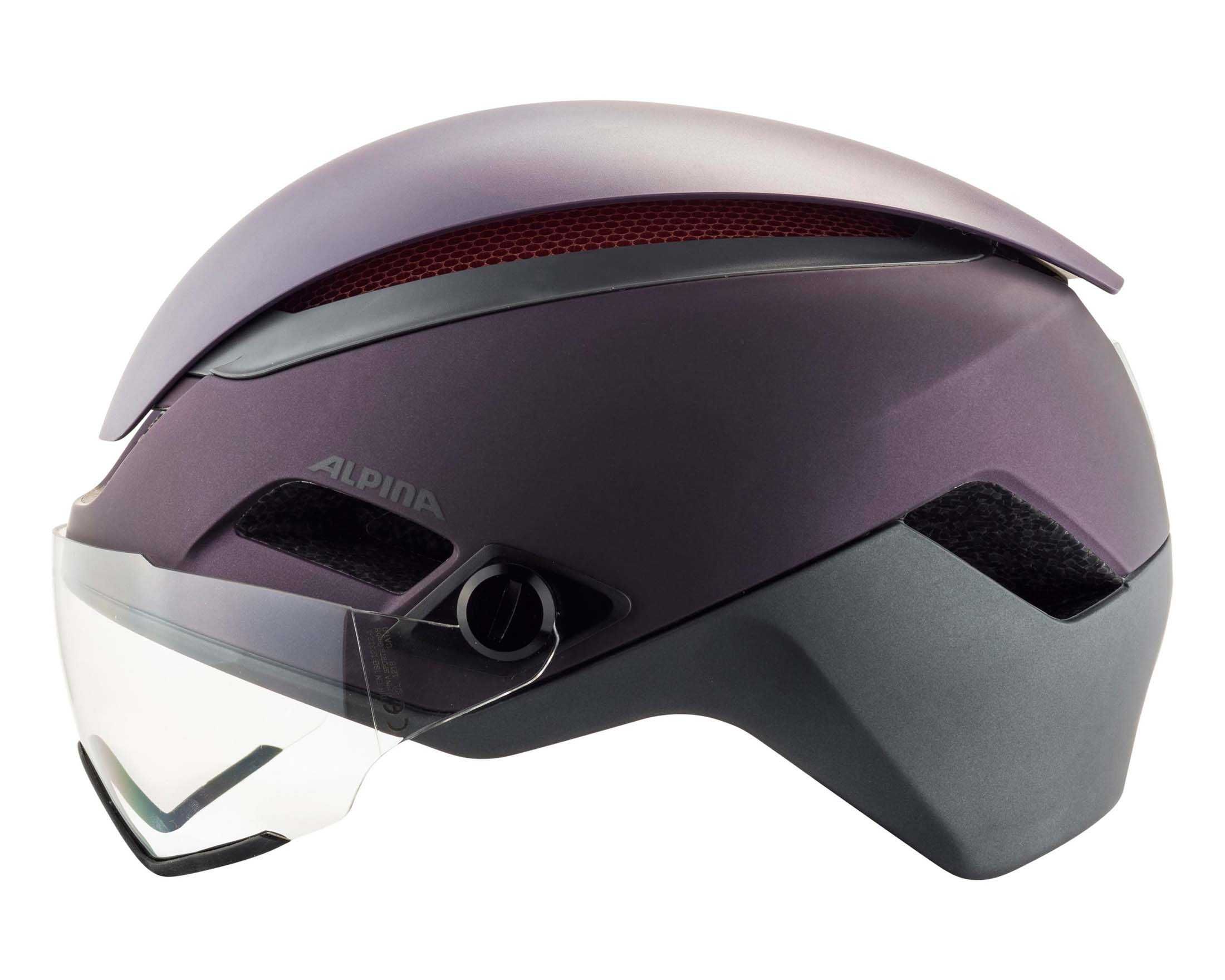 Kask Alpina Altona M 52-57 cm led fioletowo szary z goglami