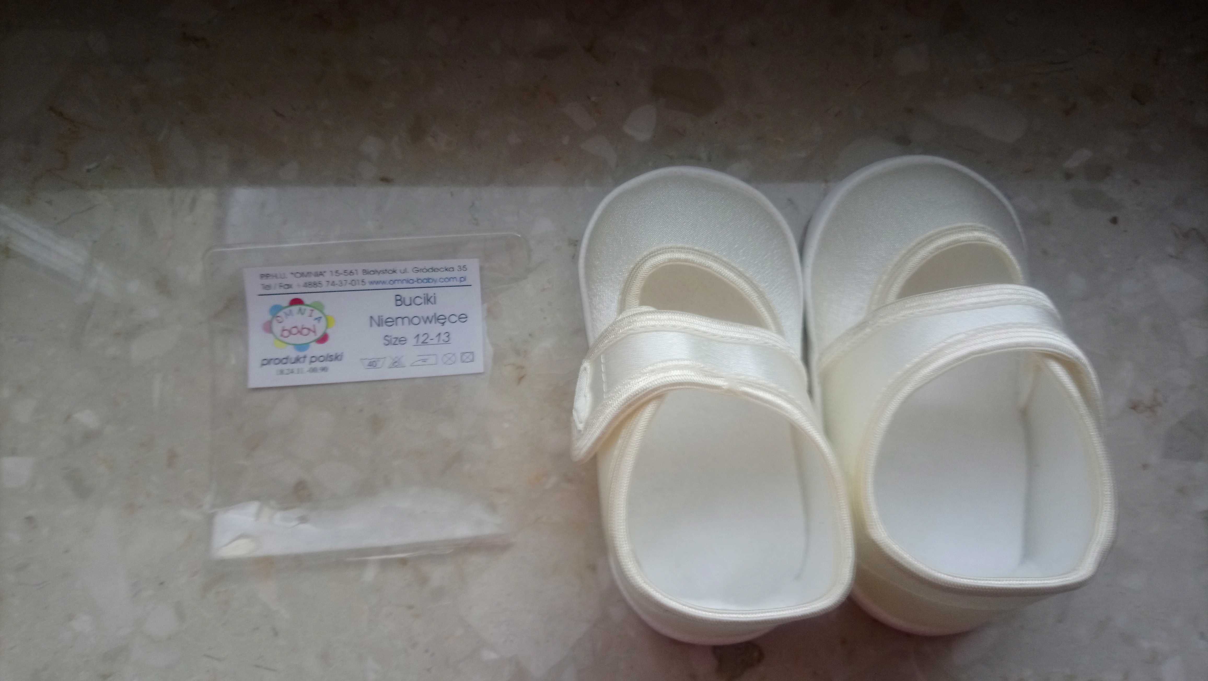Buty, buciki do chrztu zapinane na rzep