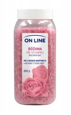 On Line Różana 800g sól do kąpieli  + ekstrakt z dzikiej róży.