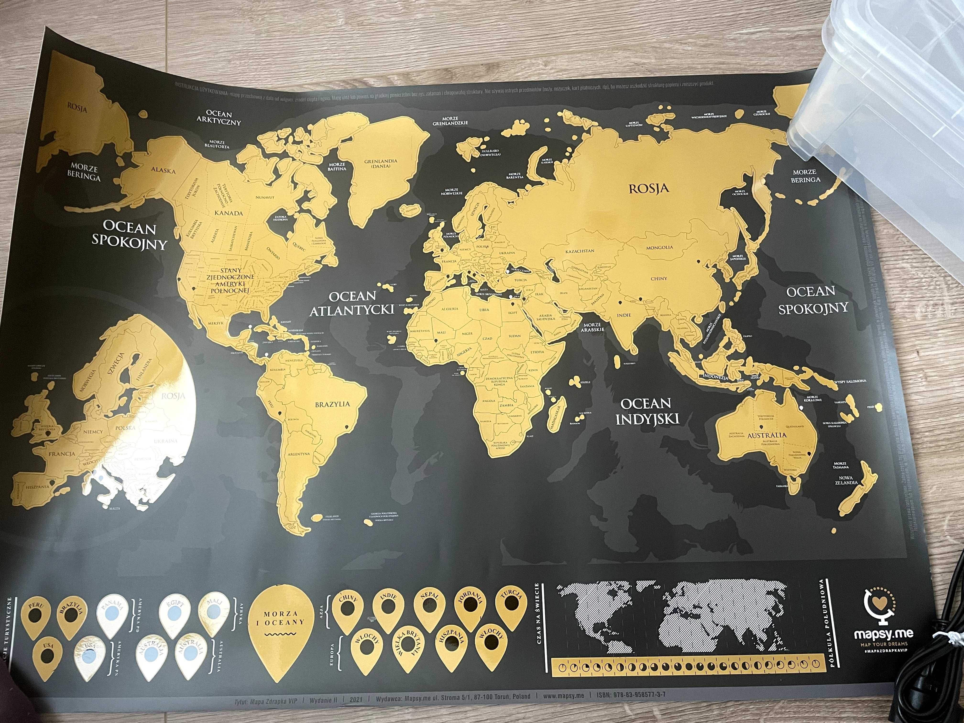 Mapa zdrapka cały świat