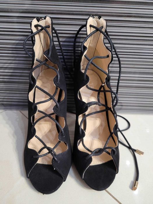 Sandały Na Obcasie Damskie Czarne (R. 35)