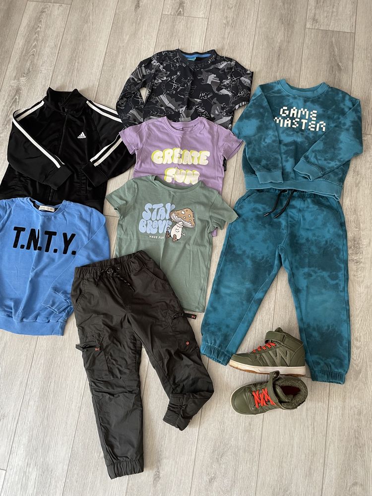 Paka ubrań dla chłopców r.116 i buty r.30-31