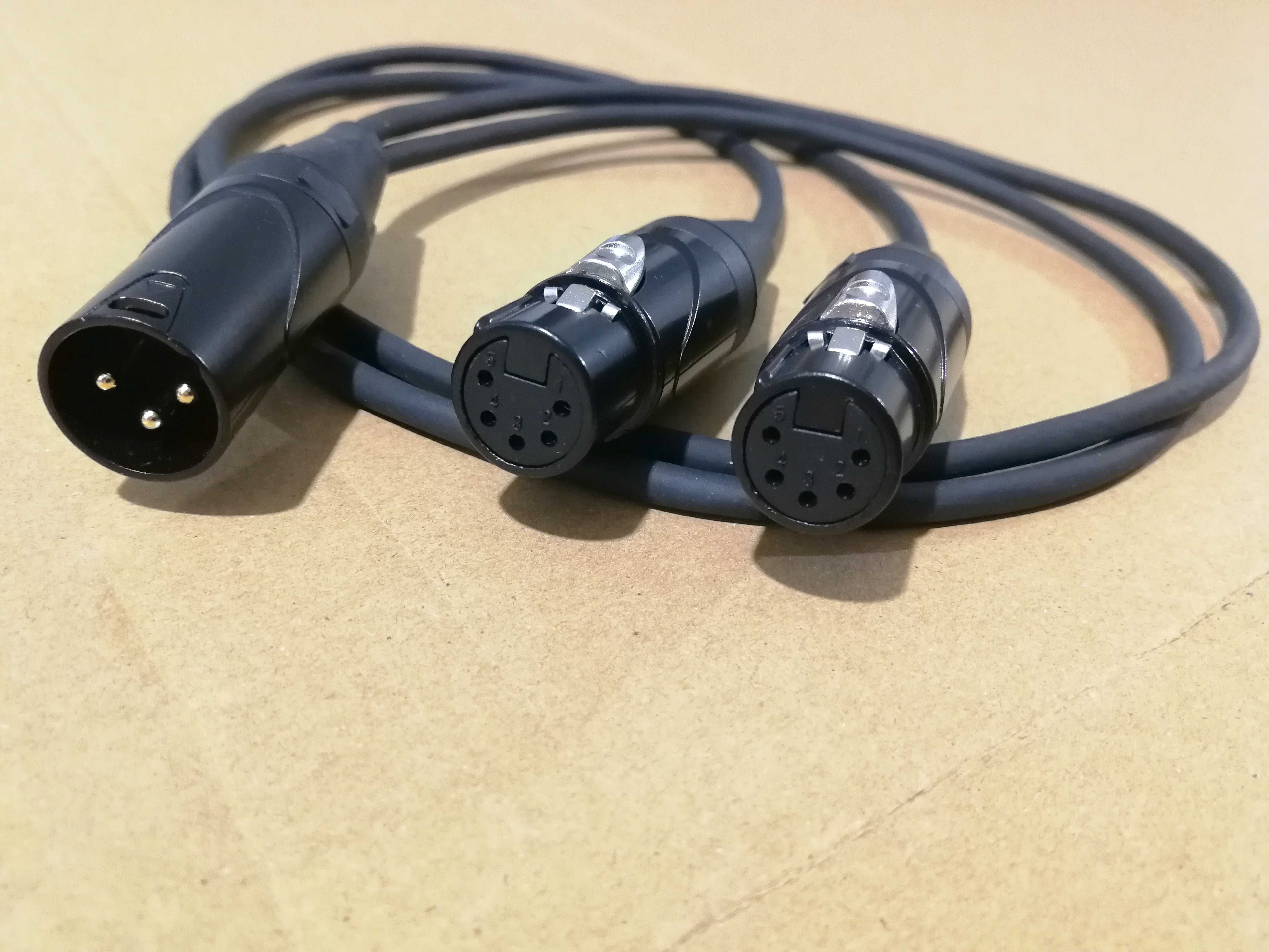 Adapter dmx kabel przewód dmx-s XLR 3-Pin 2x XLR 5-Pin splitter smx