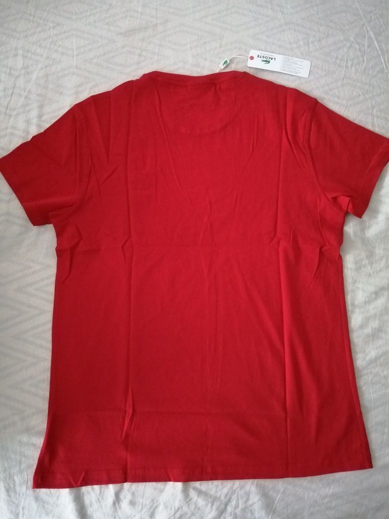 NOWA męska koszulka Lacoste t-shirt krokodyl bluzka czerwona M