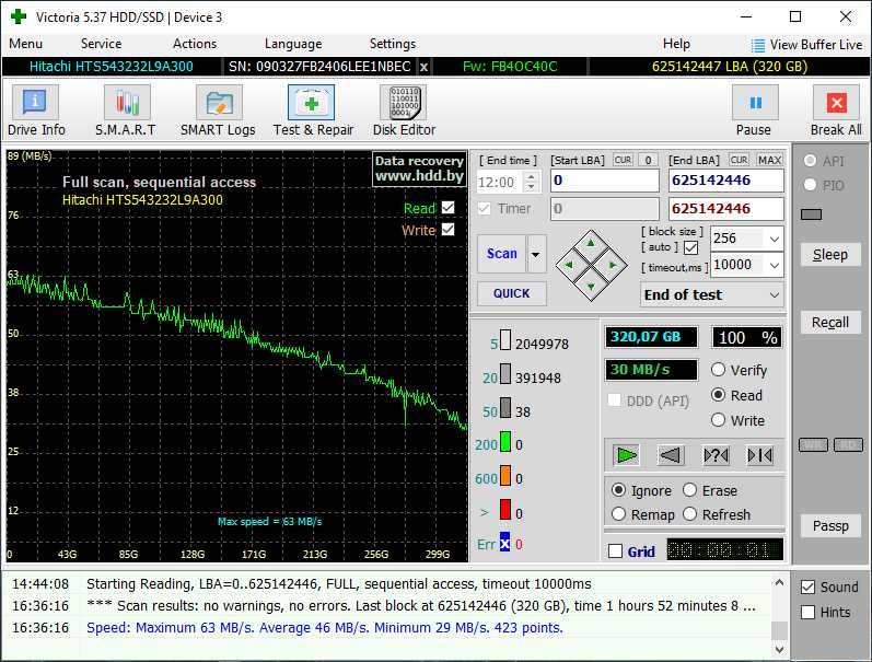 Жорсткий диск HDD 2.5 320 Гб, гарний стан поверхні