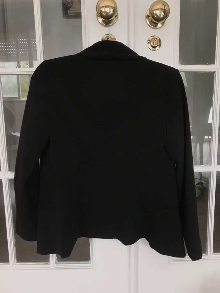 Blazer preto mulher + casaco pele/pêlo verdadeiro cinza e preto Relish