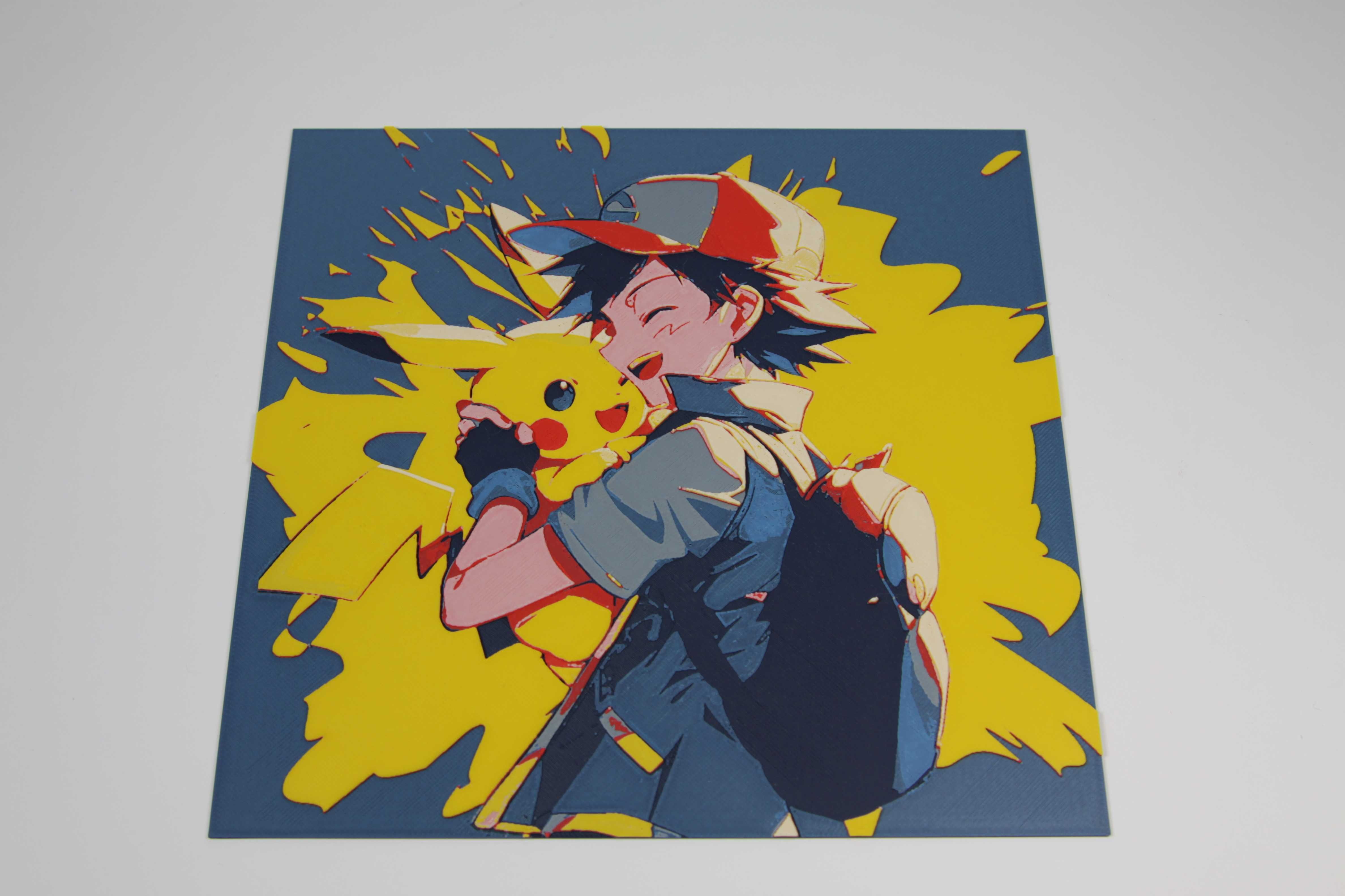 Hueforge Pokémon - Ash & Pikachu – Legendarna Przyjaźń Grafika 3D!