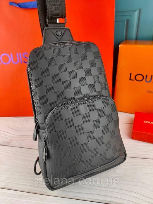 Кожаная мужская сумка слинг Louis Vuitton Луи Витон чоловіча сумка