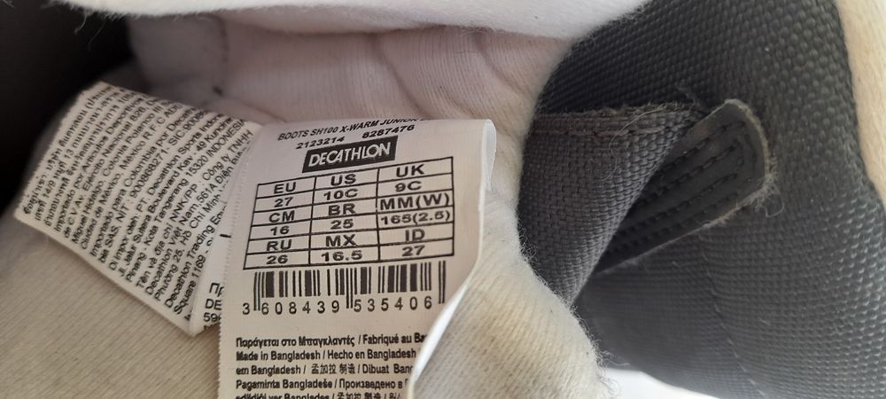 Botas Quentes Impermeáveis Criança SH100 Tira Autoaderente