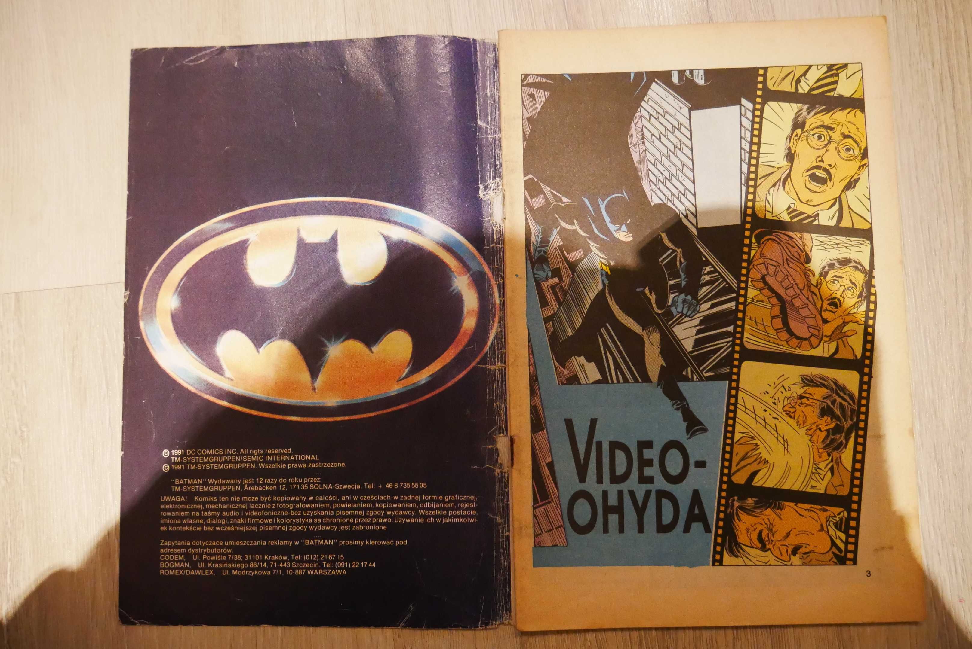 Komiks Batman 3/1991 Video-przemoc, stare komiksy z lat 90-tych