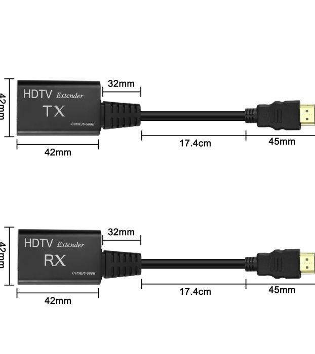 Przedłużacz HDMI, HDMI męski do RJ45, przedłużacz sieci LAN 60 m,
