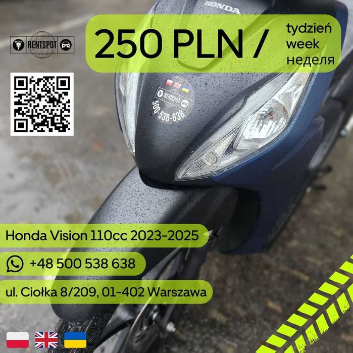 Honda Vision 110 RENT/DELIVERY - (Winter tires/heat grips) - RENTSPOT