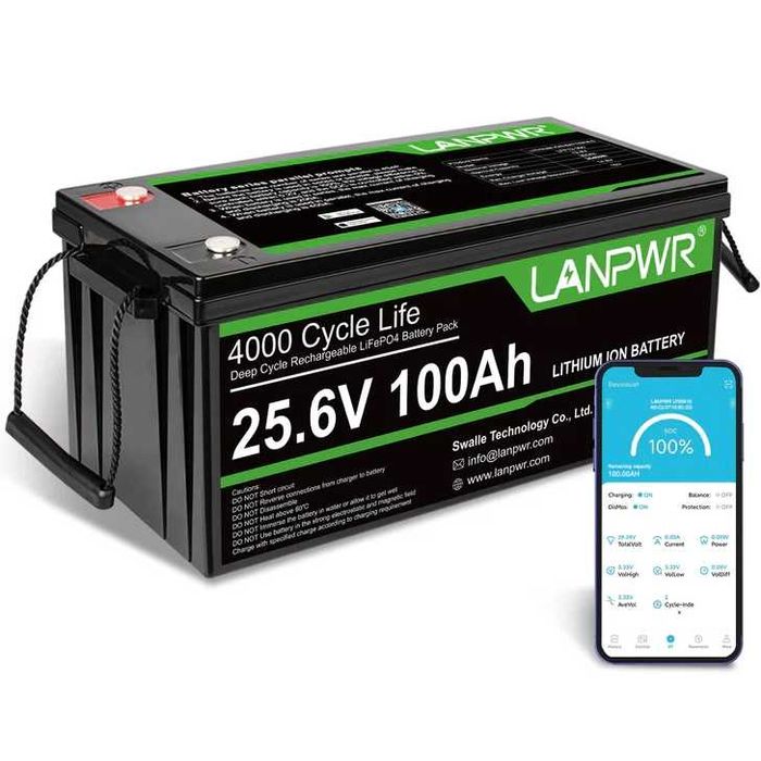 Акумулятор LanPWR LiFePO4 24V/100AH BMS, Bluetooth літій-заліз-фосфатн