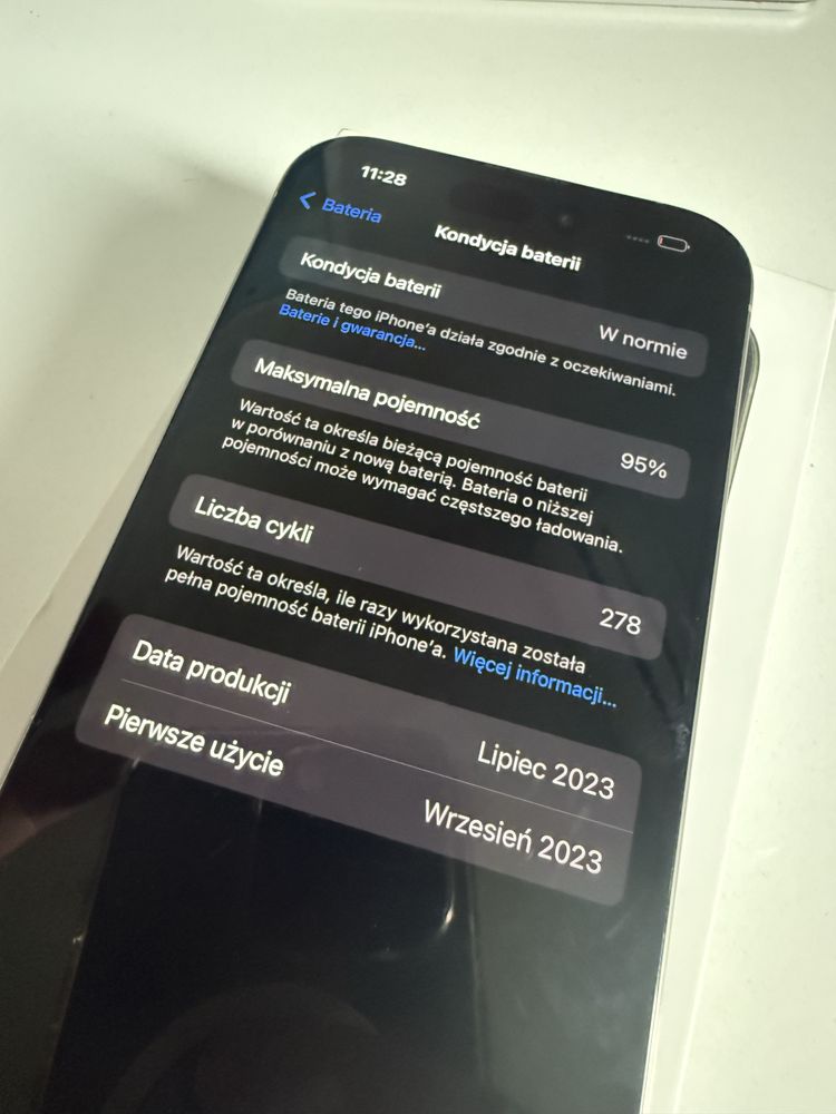 iPhone 15 Pro 256gb Natural Titanium Stan Idealny Oryg Bateria 95%