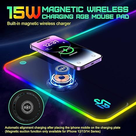 Podkładka Gamingowa Xxl Rgb Qi 15W Led Gim 800X300Mm Ładowanie