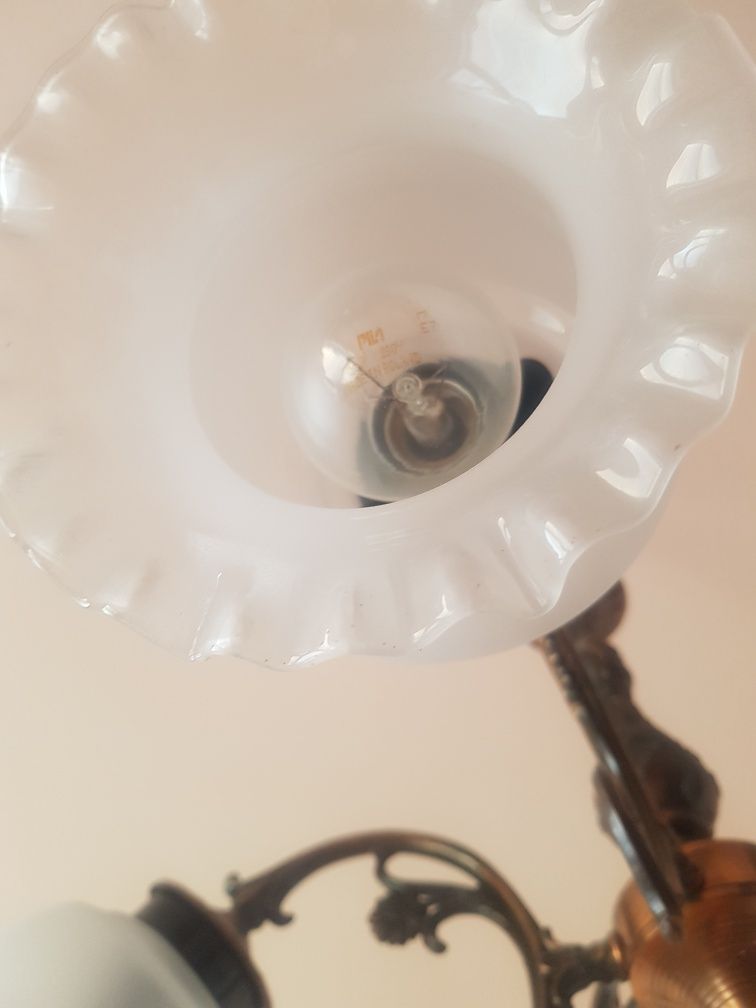 Żyrandol miedziany duży lampa metal różowy miedziany brązowy klosz szk
