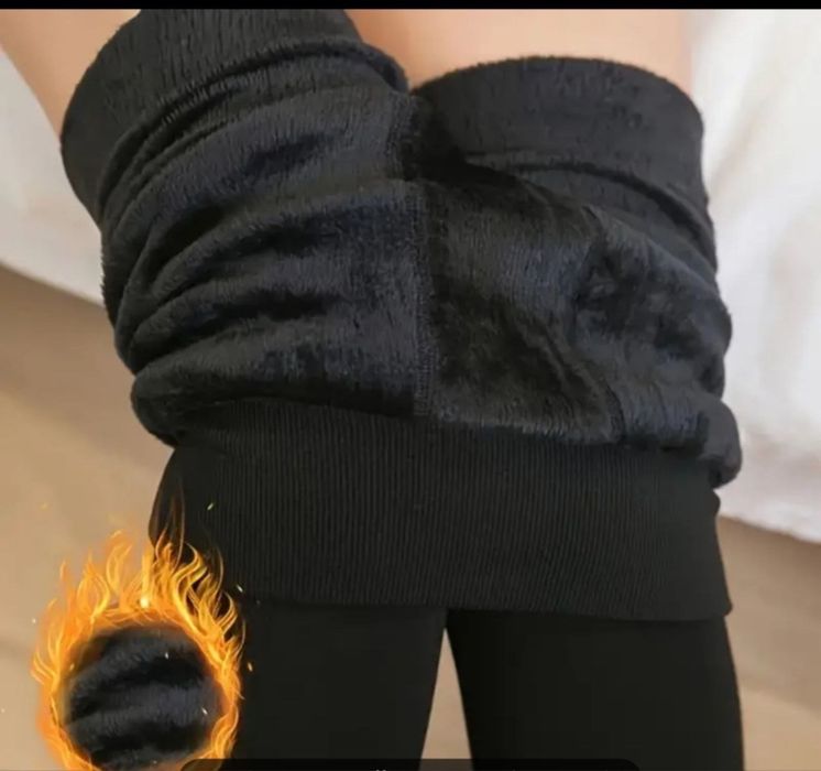 Жіночі лосини на хутрі зимові чорні S-6XL термо лосины на меху зимние