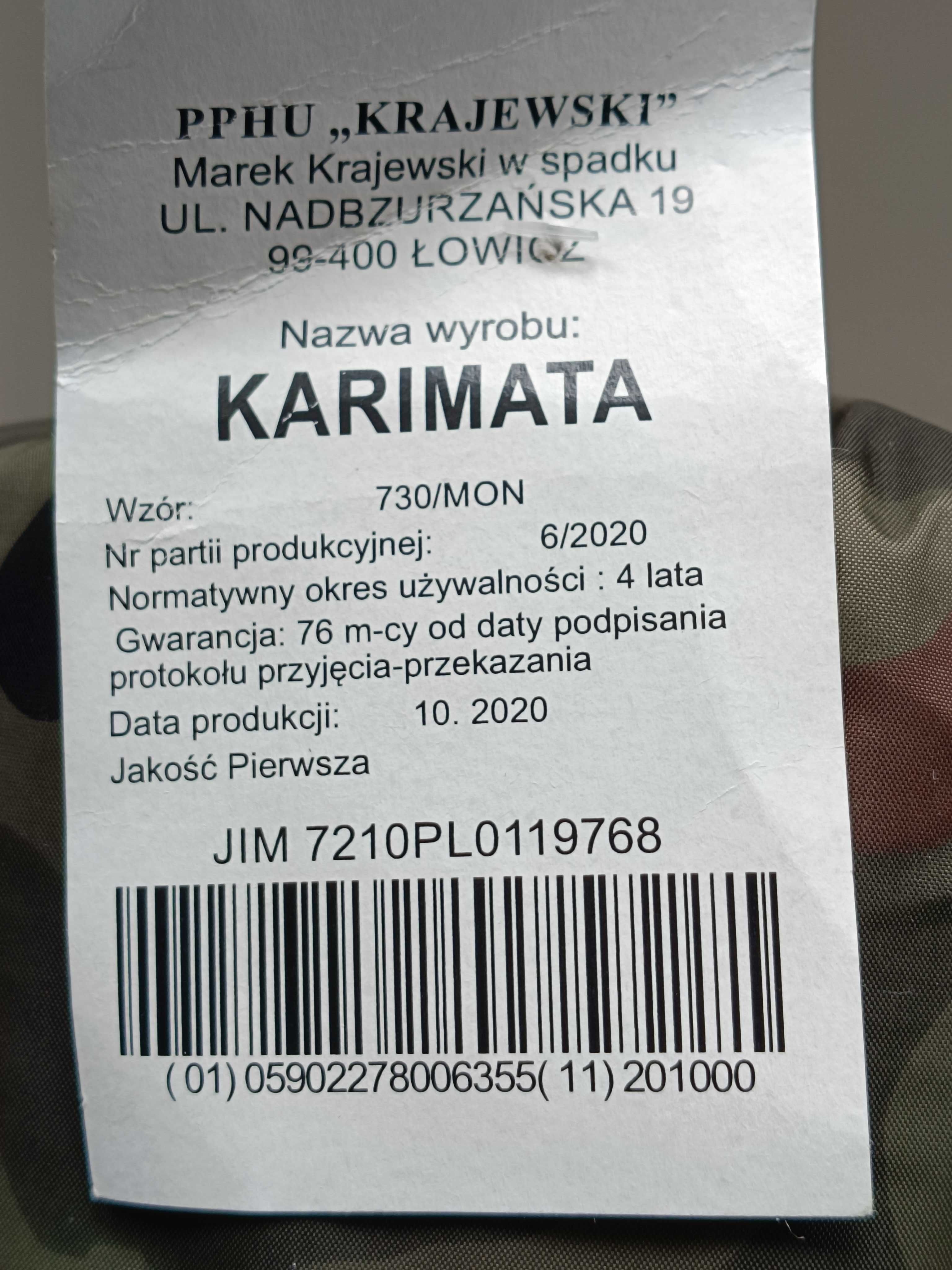 śpiwór wojskowy 729A/MON + karimata wojskowa 730/MON