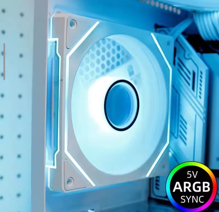 Корпусный кулер белый для ПК с ARGB подсветкой Prism 4 Pro 120м  ревер