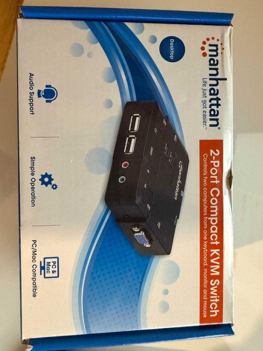 Manhattan 2-Portowy przełącznik KVM VGA/USB 2x1 z obsługą audio