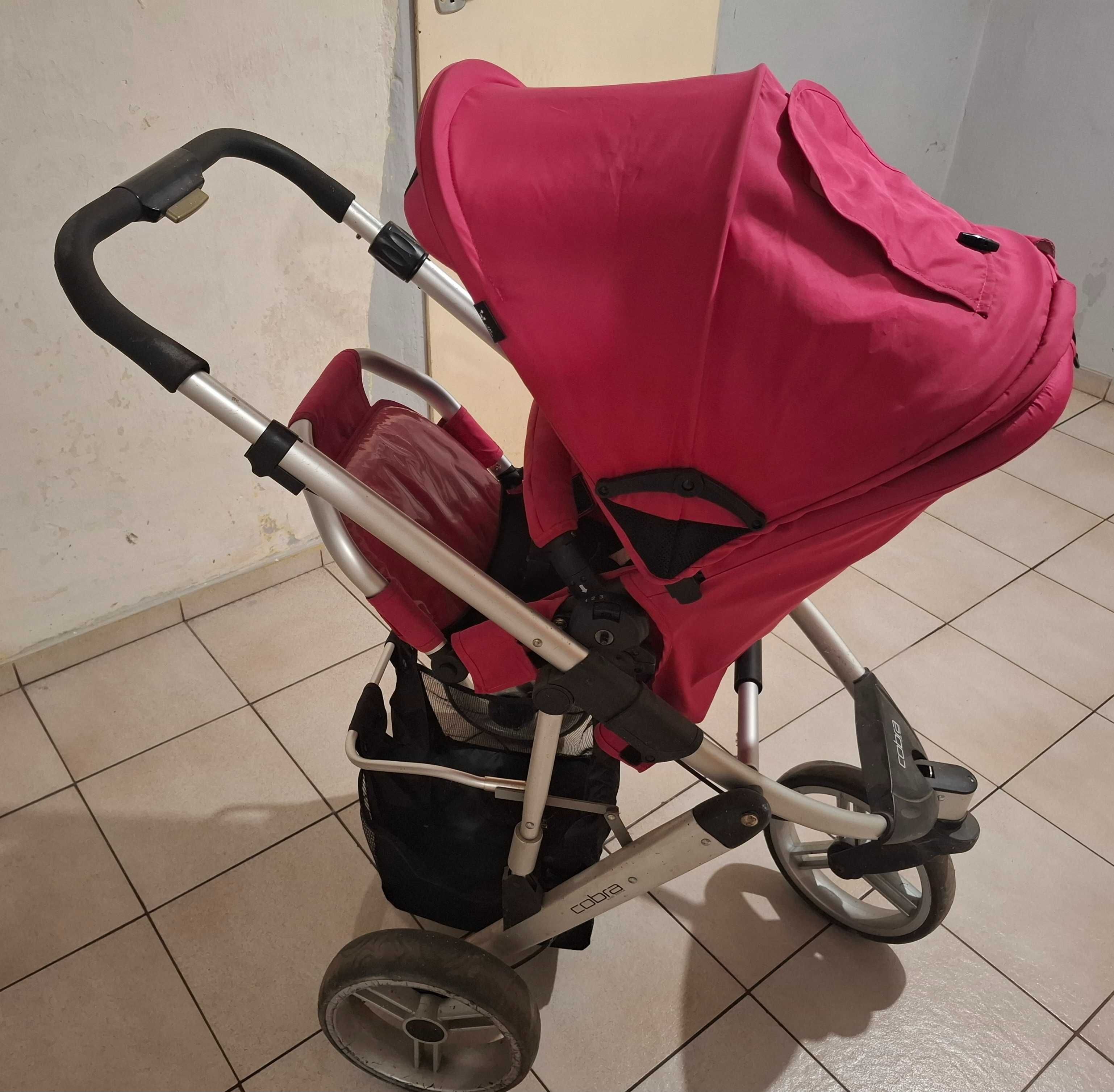 Sprzedam wózek dziecięcy 3w1 firmy Cobra kolor rózowo-czarny.