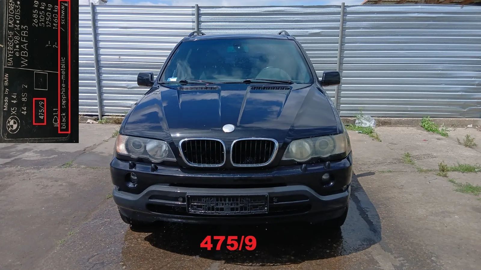 Tylko części BMW E53 X5 I 4.4 V8 m66b44tu 448s2 286KM 210kW 99r-03r Lakier 475/9 saphirschwarz