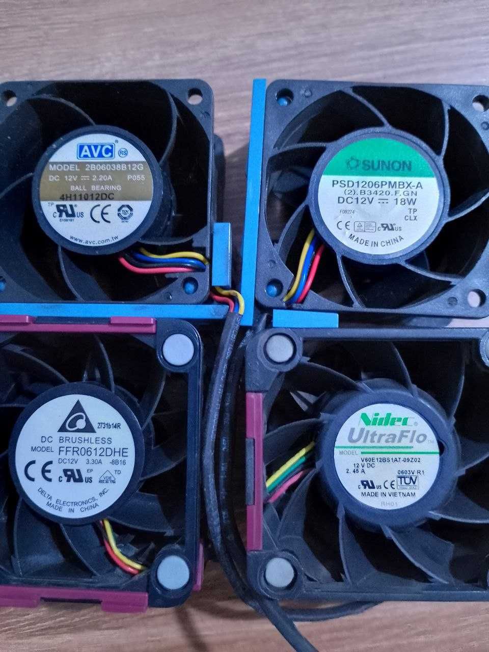 Вентилятори, кулер 60*60*38 12v серверні 1.5А, 2.2А. 2.45А. 3.3А