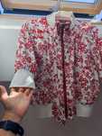 Kurtka biała w czerwone wzory, Carry, rozmiar XL / 42 oversize