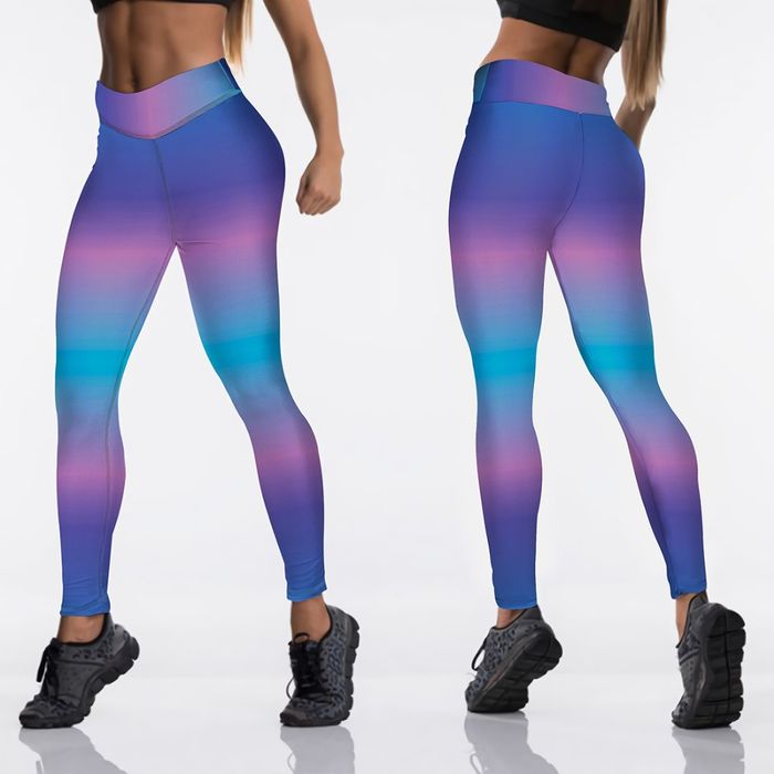 Wielokolorowe legginsy damskie EU 36 (S) sportowe elastyczne