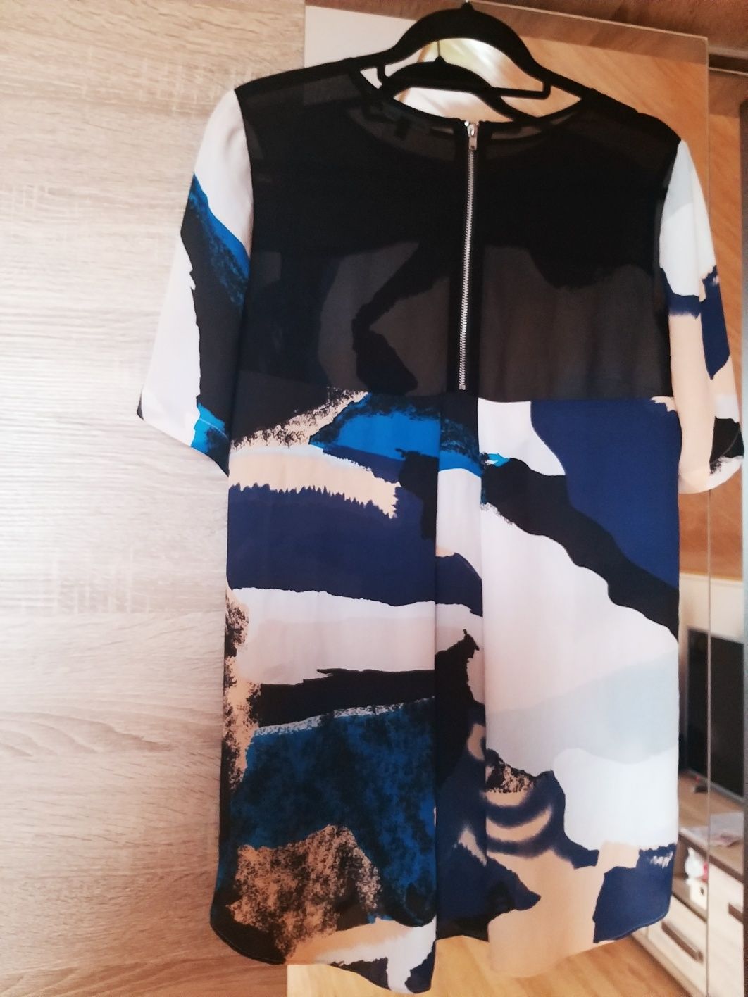 Asymetryczna bluzka z zamkiem blogerska elegancka mgiełka m 38 l 40