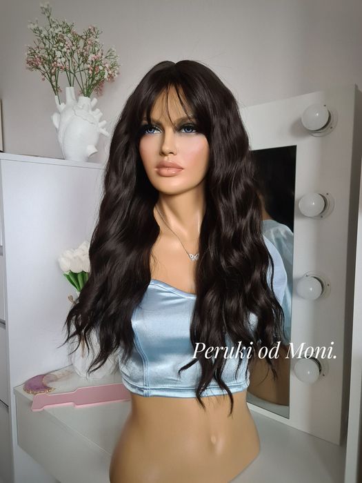 Peruka syntetyczna ciemny brąz