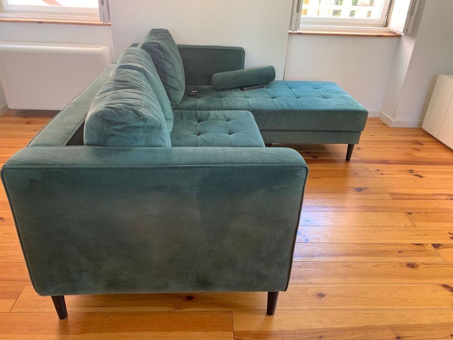 Sofa com chaise long Verde