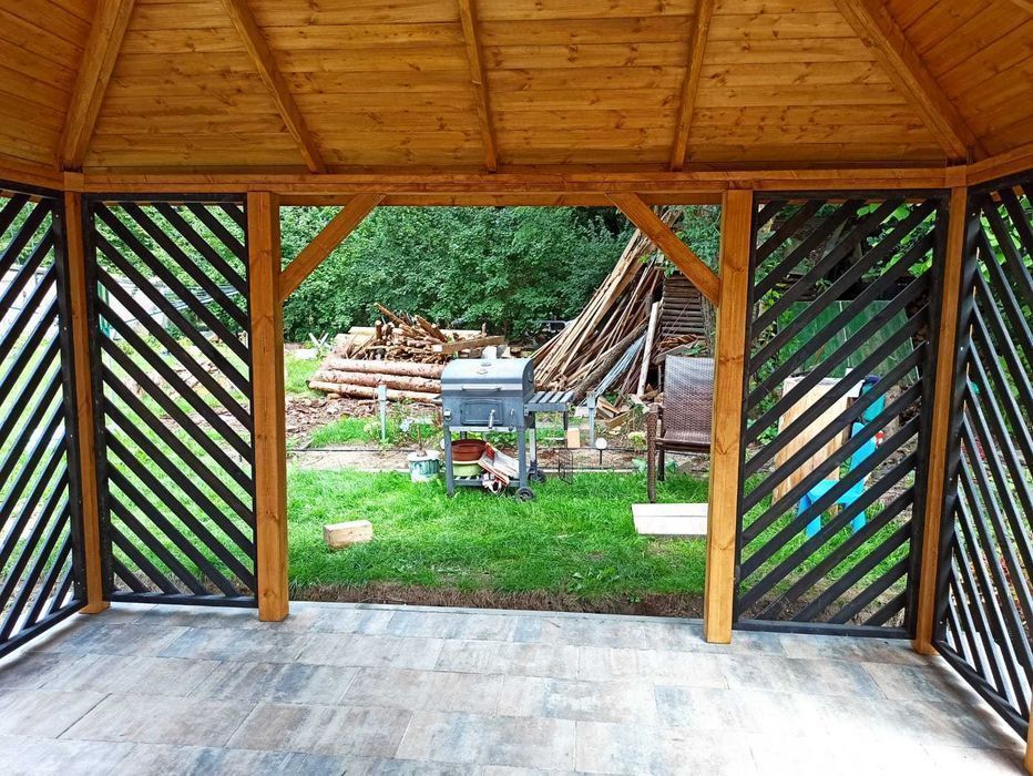 Altana altanka ogrodowa drewniana ,,Uppsala"430x430cm Nowoczesny ogród