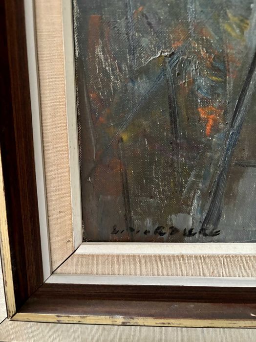 Paryż. Duży obraz olejny na płótnie: 61,5 x 82 cm.