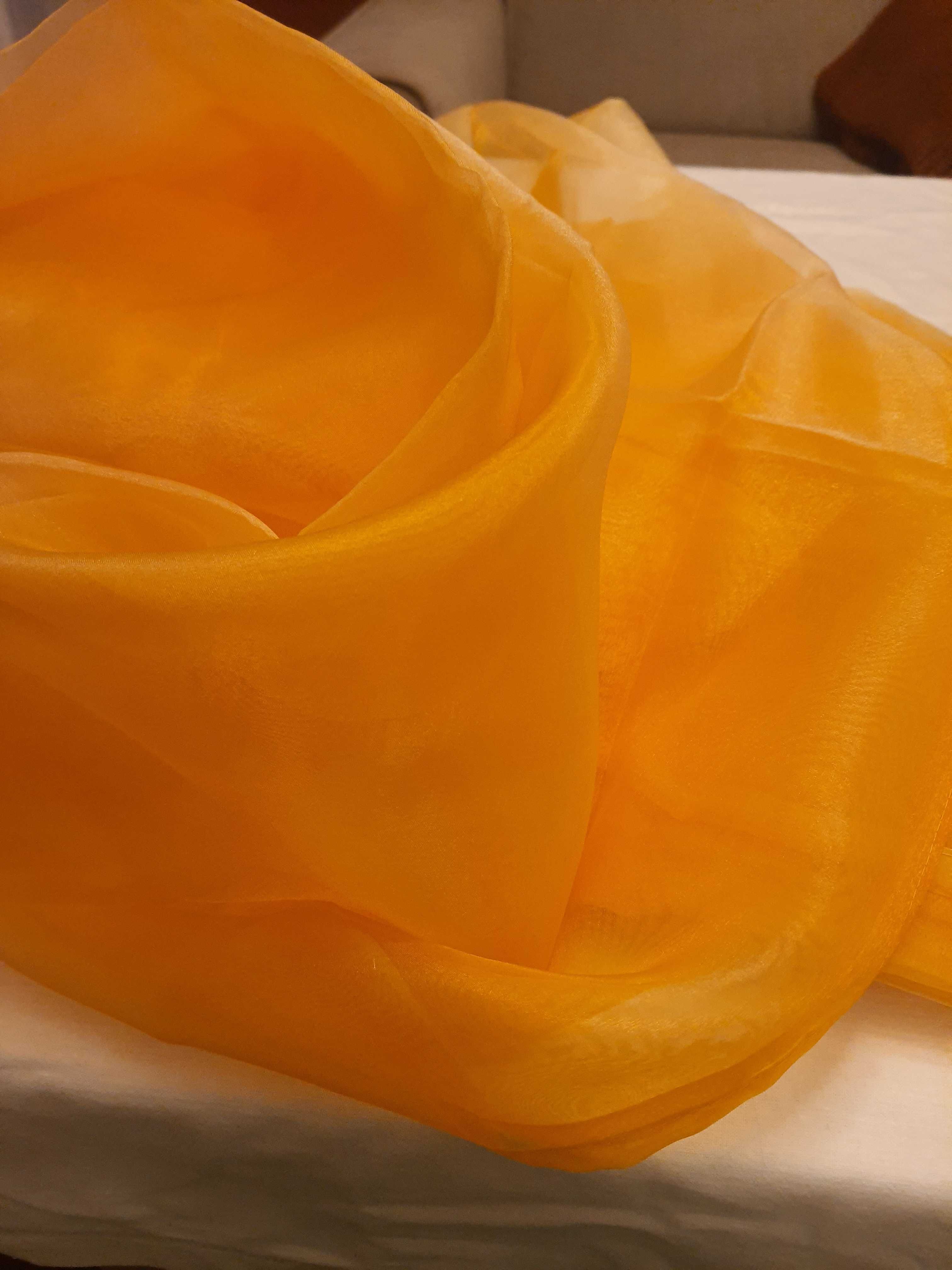Kupon materiału tiulowego firankowego w kolorze pomarańczowym sztuk 2