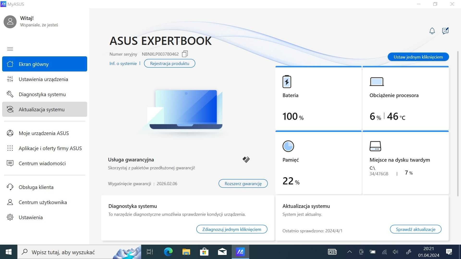 Ultrabook ASUS ExpertBook i7 16GB 512GB OLED dotyk FLIP GW lekki 1,3kg
