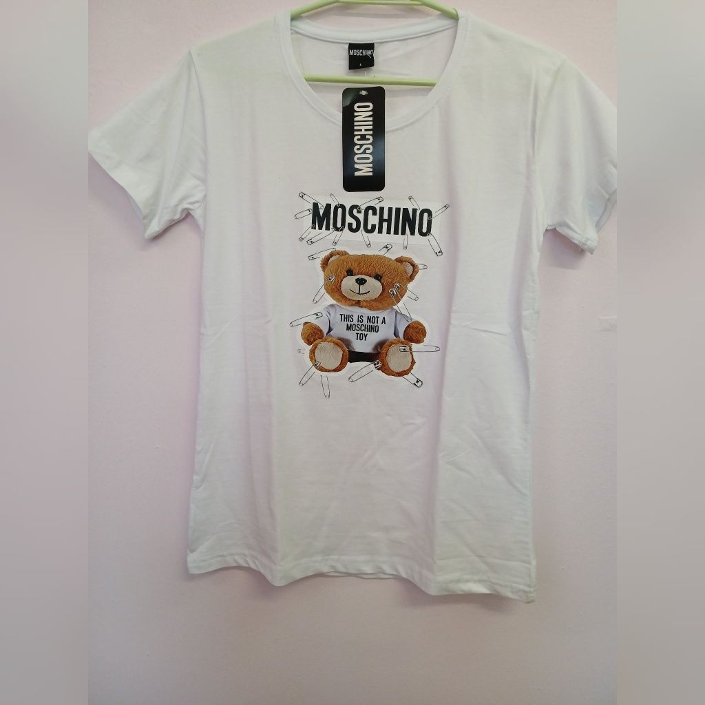 Biała koszulka z misiem Moschino