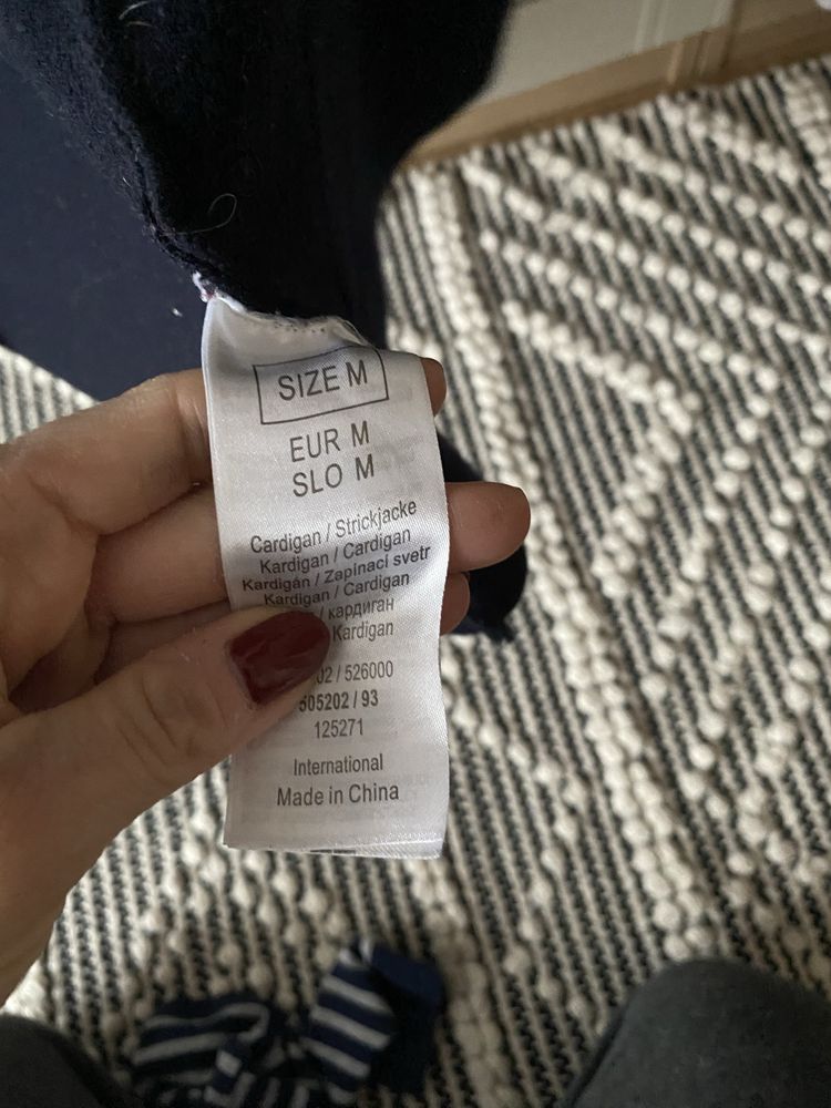 Sweter kardigan orsay m 38 granatowy długi wiosna do sukienki szortnic