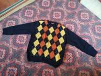 Sweter w romby czarny - rozmiar L / XL vintage