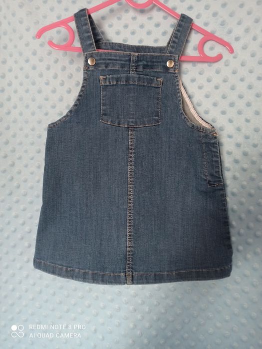 Dżinsowa spódniczka na szelkachr.86+koszulka