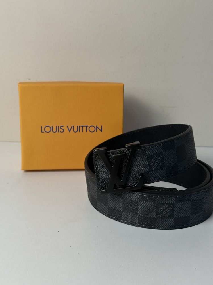 Skórzany pasek Louis Vuitton czarny Damier Graphite Skóra naturalna lv