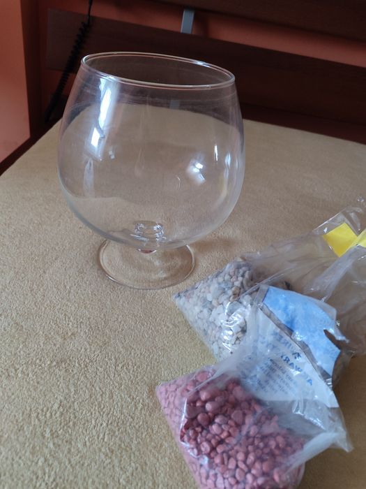 Akwarium kielich i kamyki dla rybki