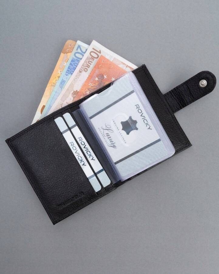 skórzane etui na karty na zatrzask z systemem rfid - 4u cavaldi