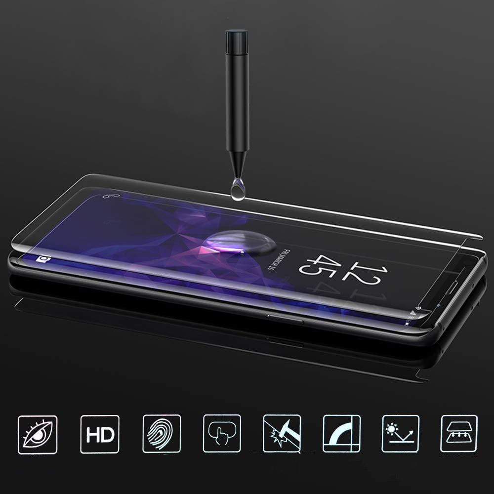 Szkło Hartowane Zaokrąglone Uv Do Samsung Galaxy Note 8 + Lampa Uv