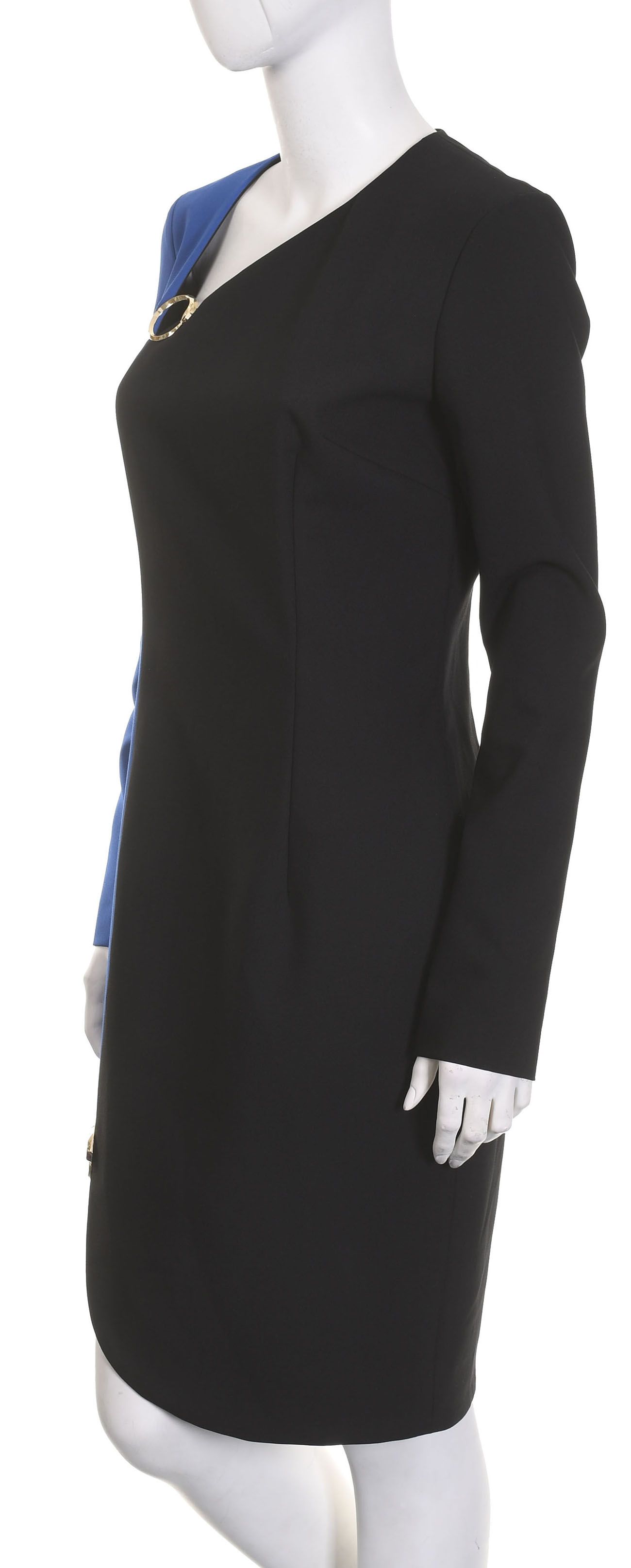 ROBERTO CAVALLI CLASS elegancka sukienka midi z długim rękawem 36 38