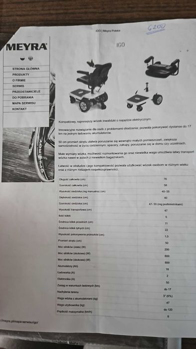 Wózek inwalidzki elektryczny Meyra IGO