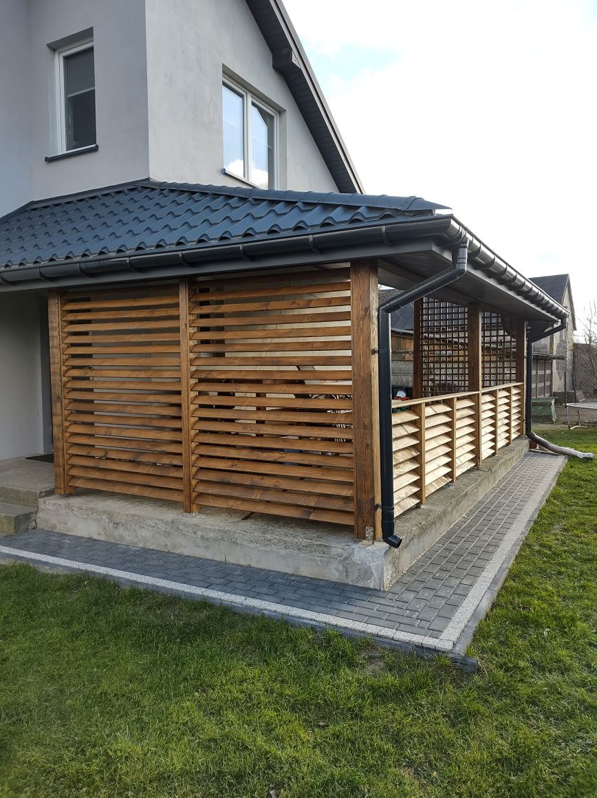 Zadaszenia tarasu wiaty drewniane garażowe carport zadaszenia z roletą
