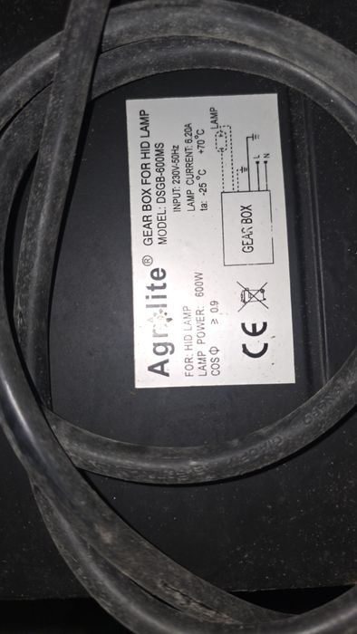 Balastro Agrolite 600w + reflector + lâmpada